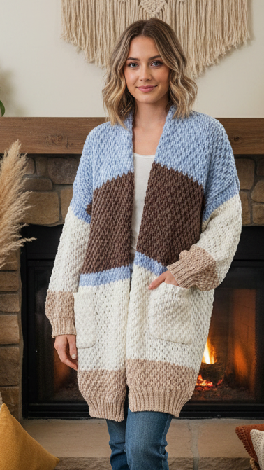 #Olwen Puff Knit Long Cardigan