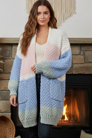 #Olwen Puff Knit Long Cardigan