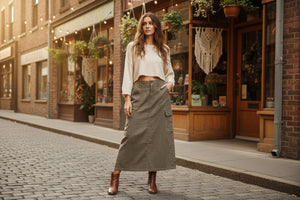 #Linen Midi Skirt w/ Slit