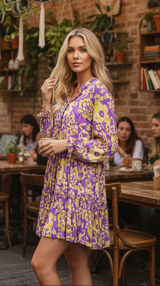 #Penelope Button Front Mini Dress