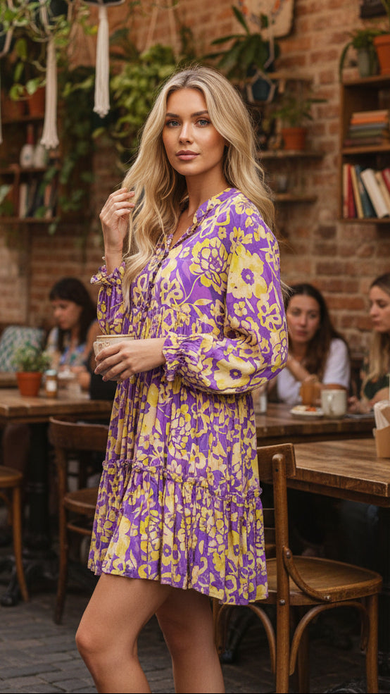 #Penelope Button Front Mini Dress
