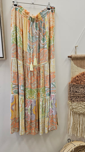 #Summer Paisley Print Maxi Skirt