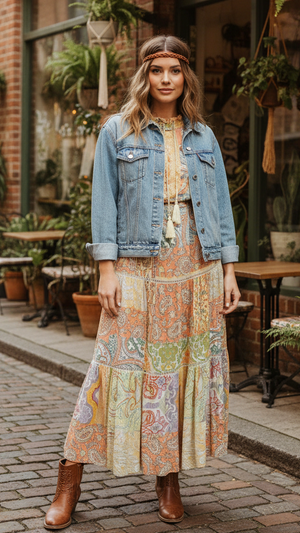 #Summer Paisley Print Maxi Skirt