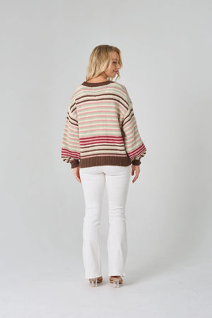#Katalina Striped Knit Cardigan