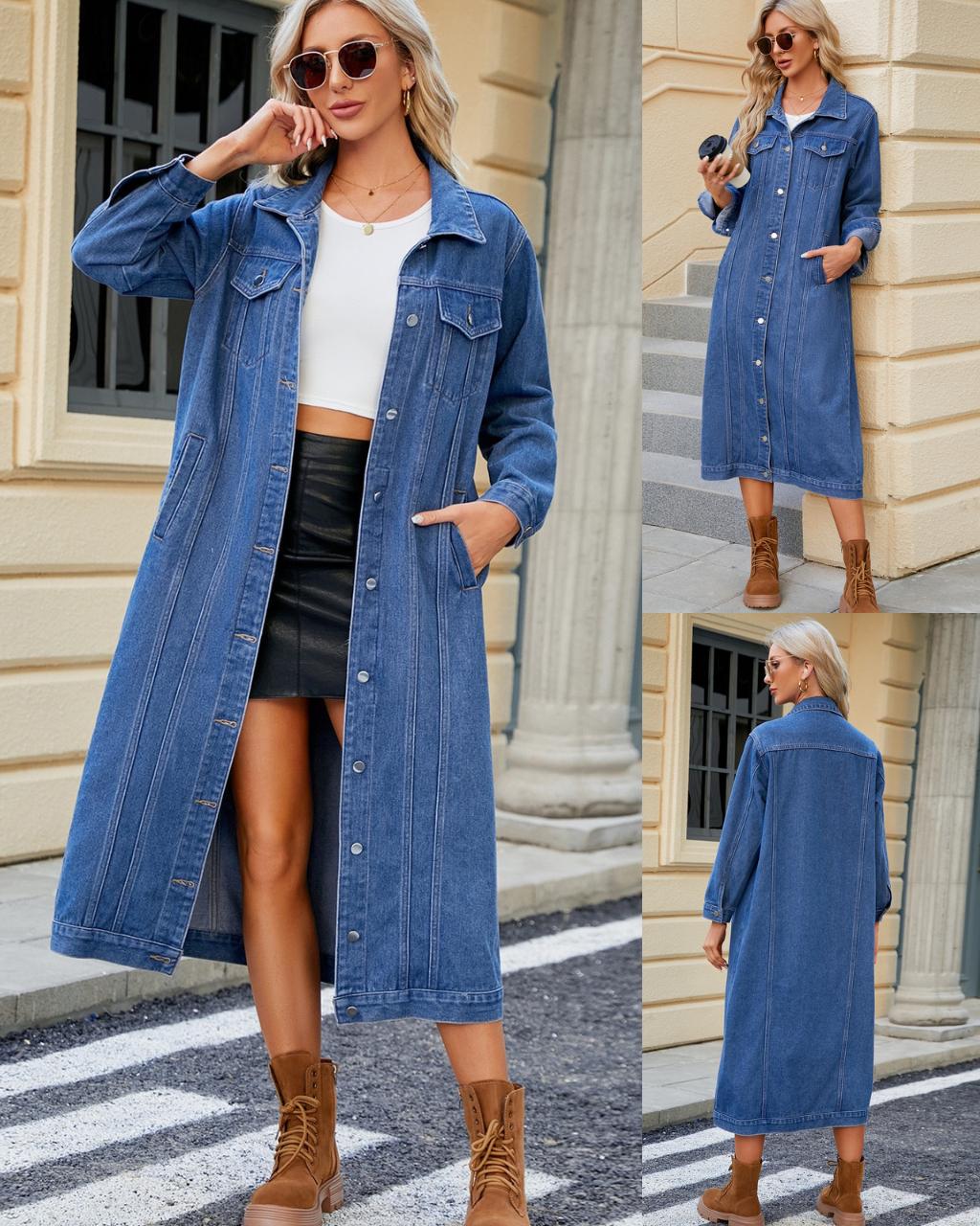 #Long Demim Blue Jacket