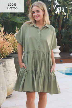 Chiara Cotton Collared Mini Dress