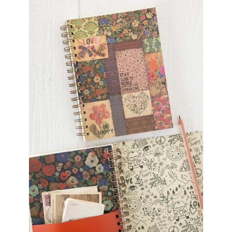 Spiral Notebook Patchwork Be Happy
