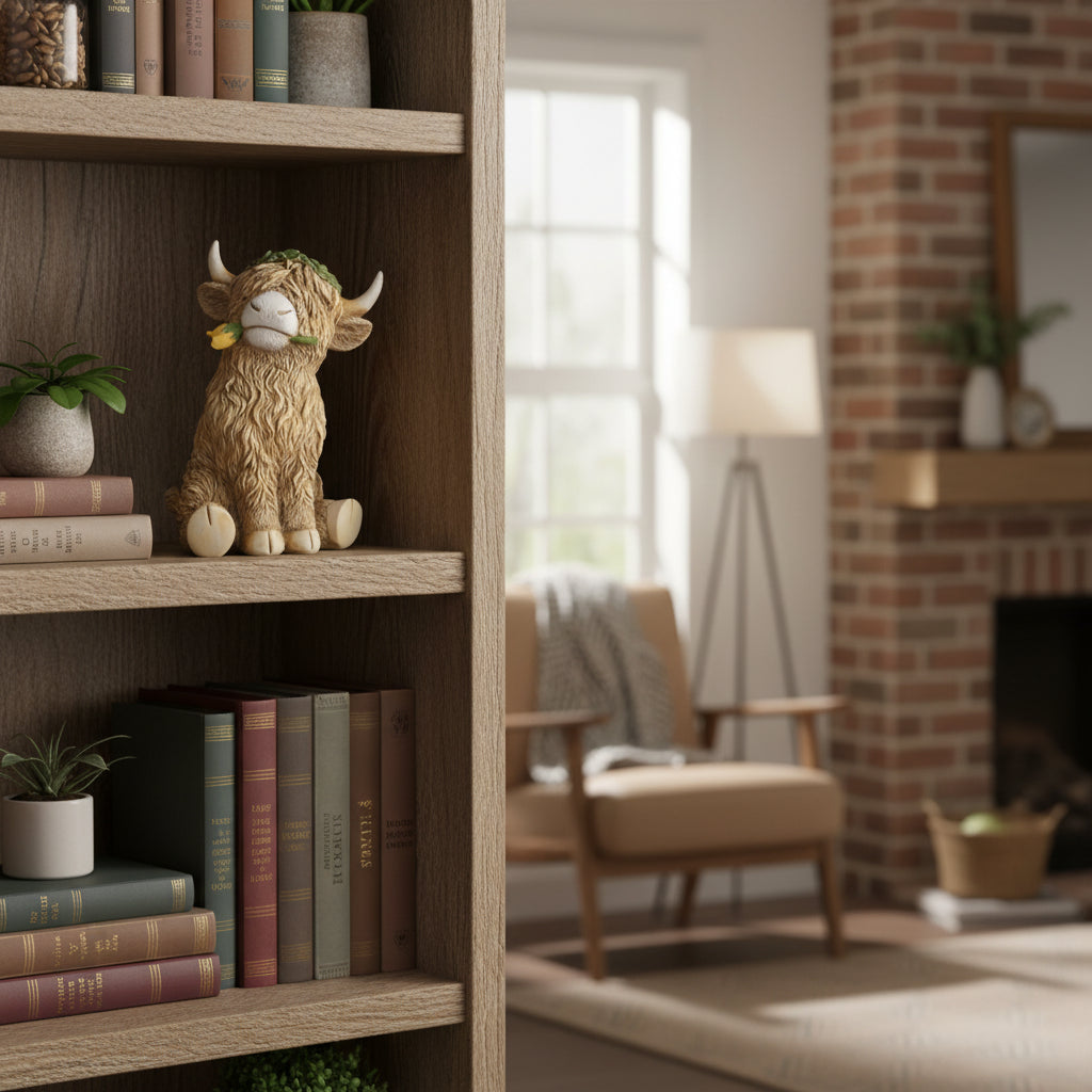 Highland Cow With Flower Decor