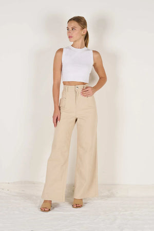 FLARED CREAM JEANS BY WAKEE