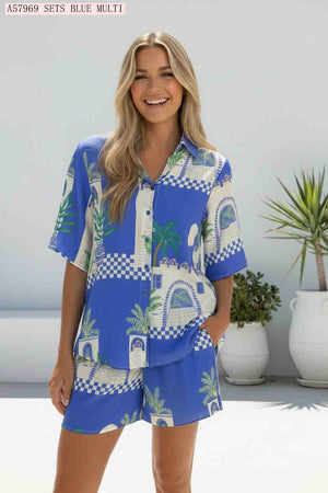 Santorini Button Up Shirt & Short Coordinate Set