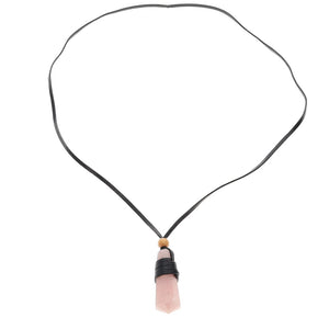 Crystal Point Leather Wrapped Necklace
