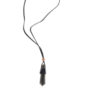 Crystal Point Leather Wrapped Necklace