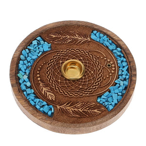 Crystal Chip Wooden Disc Incense