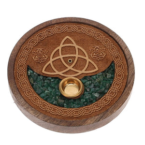 Crystal Chip Wooden Disc Incense