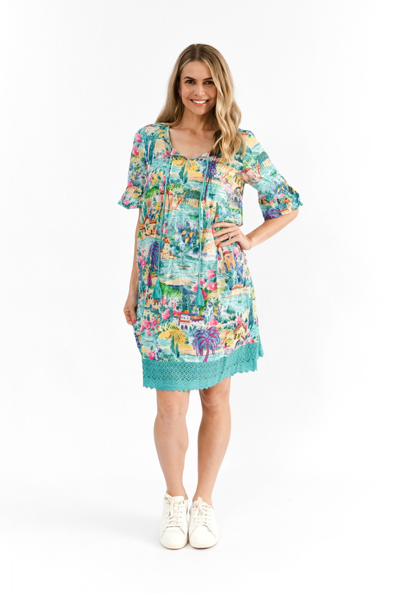 Hannah Tunic Mini Dress - Tropical Print