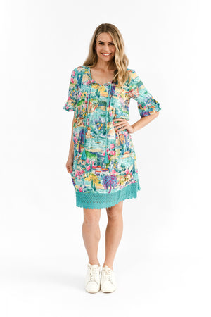 Hannah Tunic Mini Dress - Tropical Print