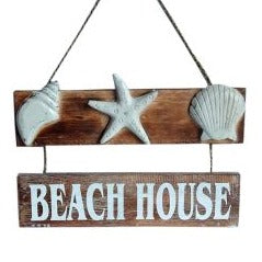 BEACH HOUSE SEASHELL SIGN