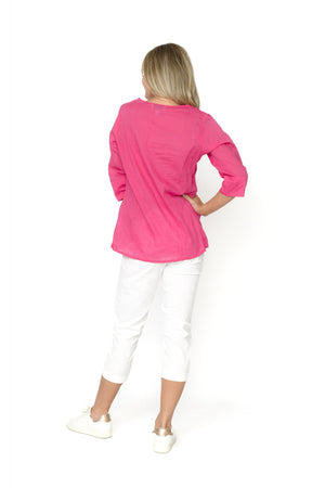 Evie Pleated Top with 3/4 Sleeve