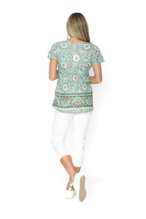Kayla Cotton Blouse Short Sleeve - Flower 4