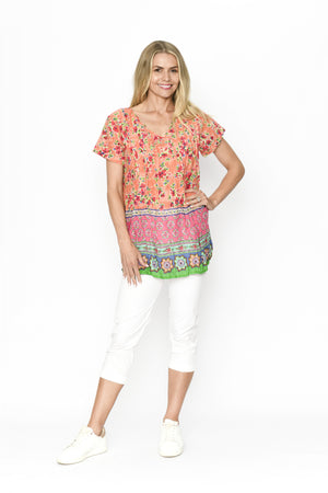 Kayla Cotton Blouse Short Sleeve - Ditsy 1