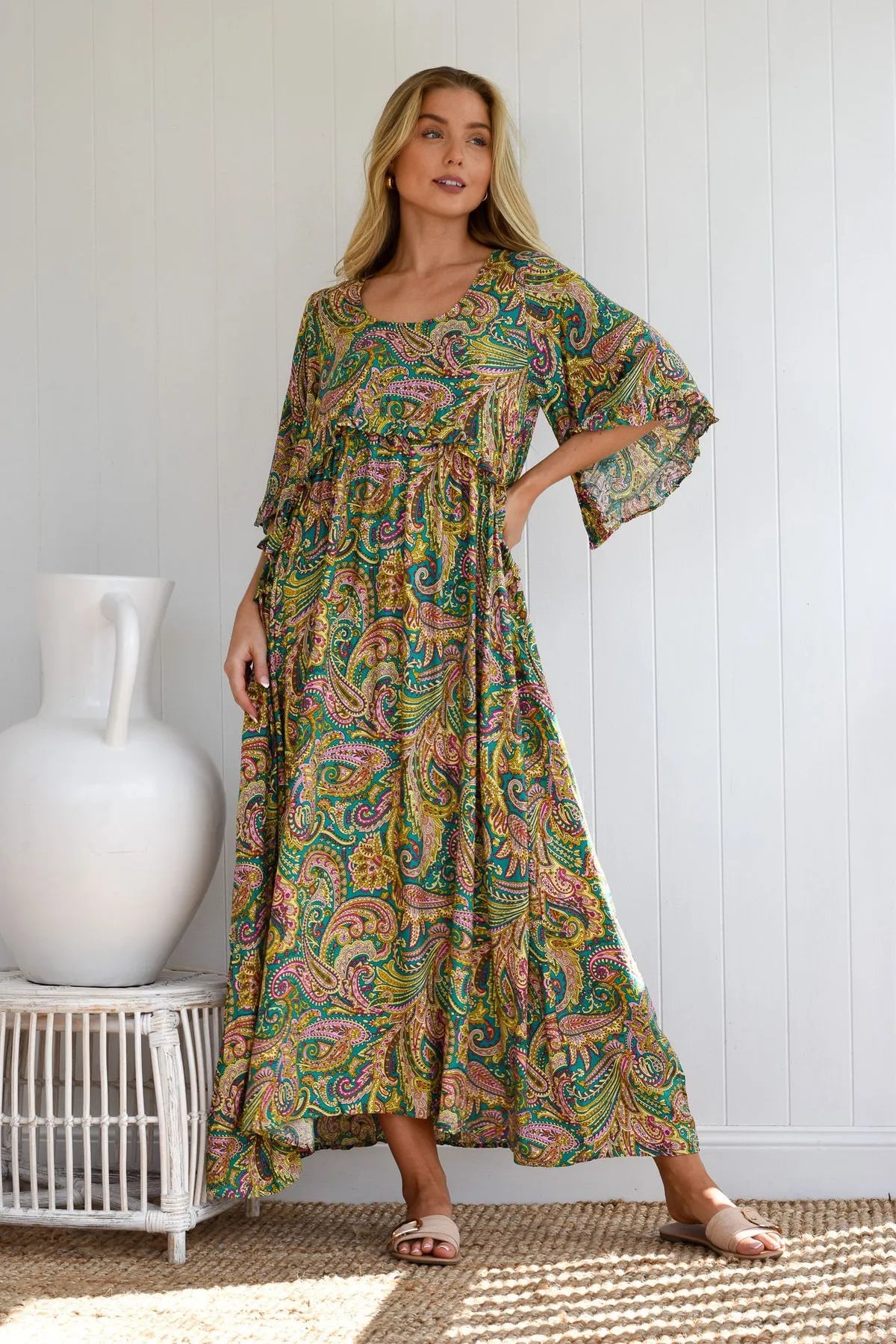 BURMA MAXI DRESS W/ FRILLS
