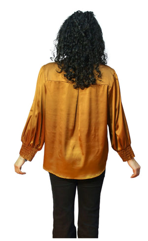 #Polyester Silk Long Sleeve Blouse