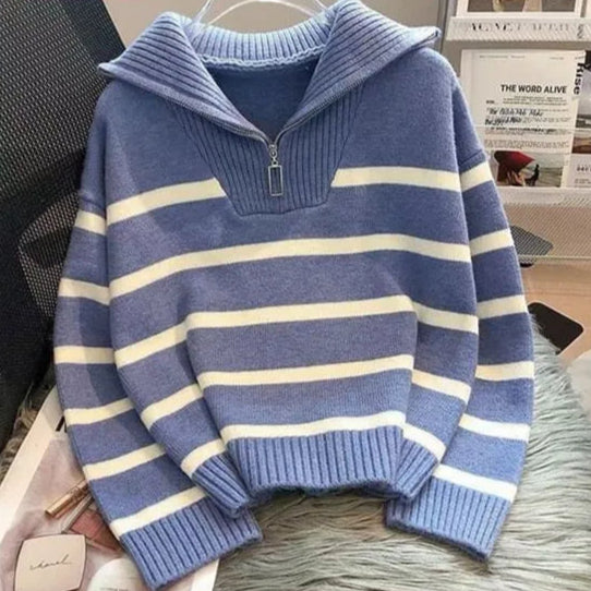 Zip Collared Strip Jumper