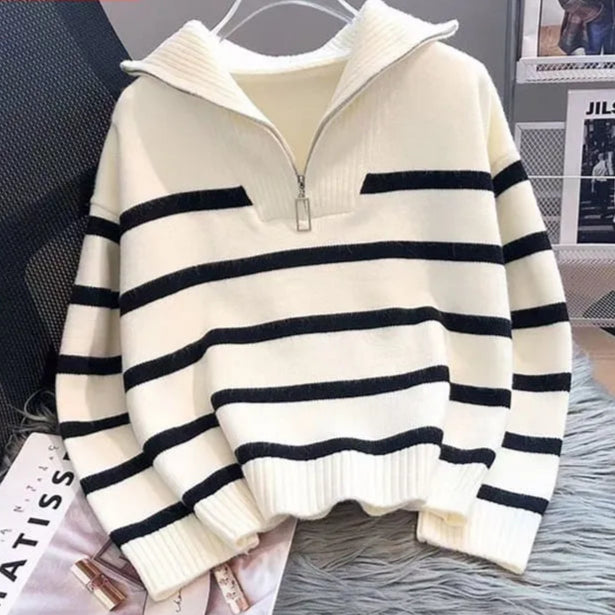 Zip Collared Strip Jumper