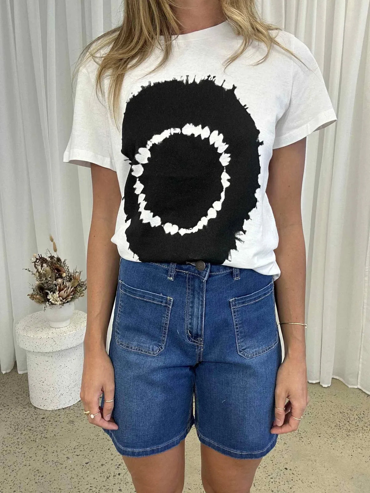 Stretch Denim Patch Pocket Shorts