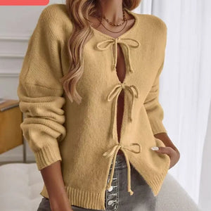 Tie Up Front Knit Cardigan