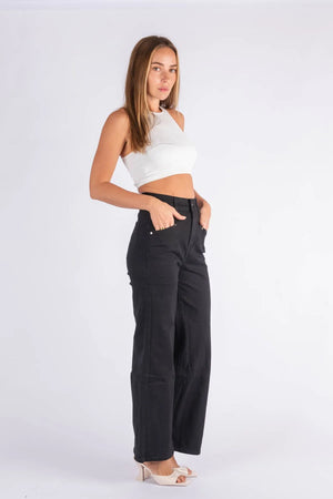 #Slice Pocket Denim Flare Jeans