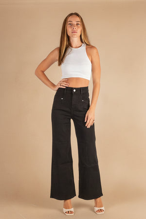 #Slice Pocket Denim Flare Jeans