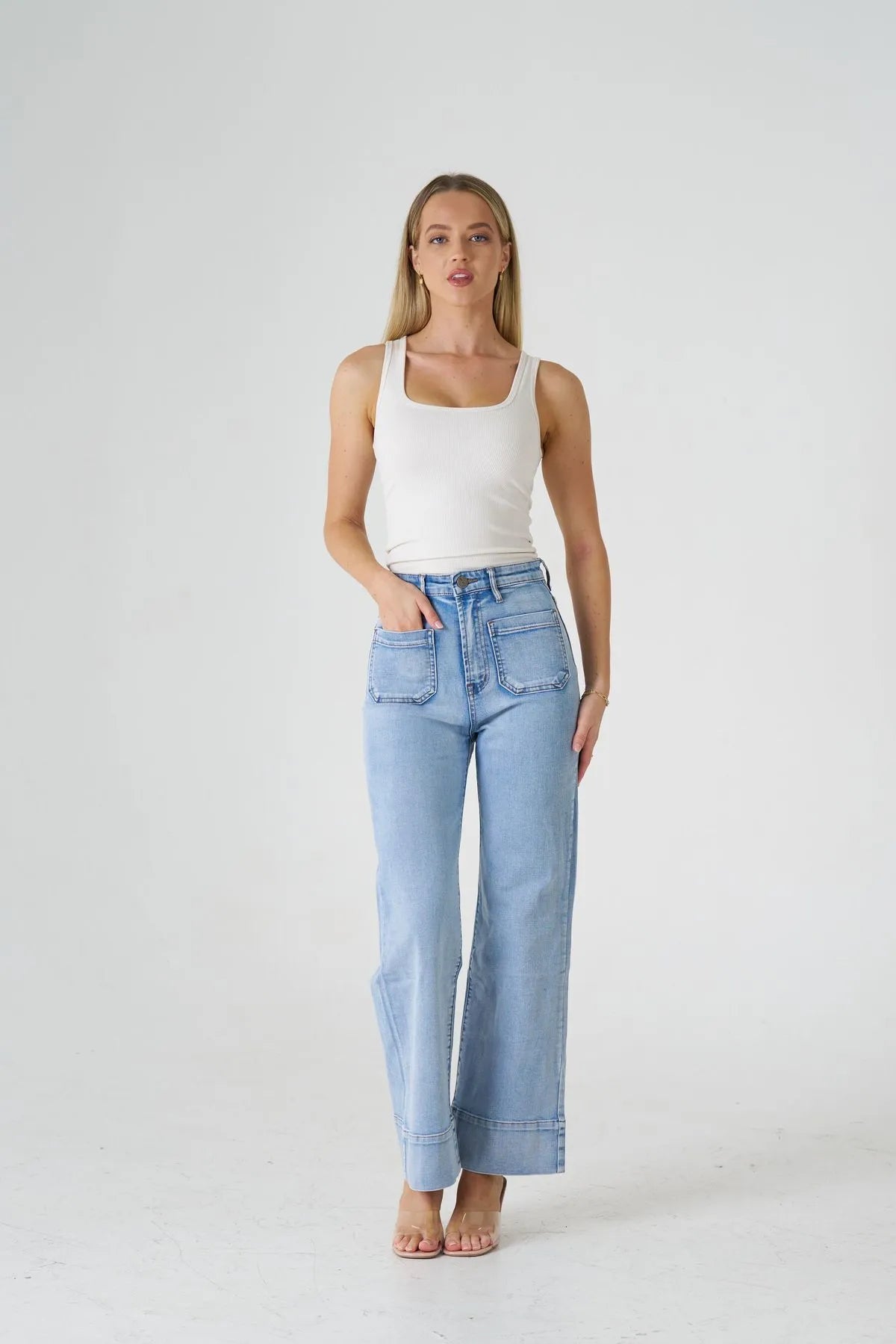 Patch Pocket Jeans Light Blue