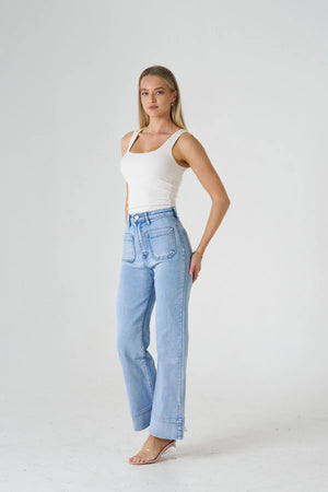 Patch Pocket Jeans Light Blue