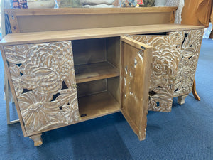 LARGE CARVED WOOD SIDEBOARD/ BUFFET