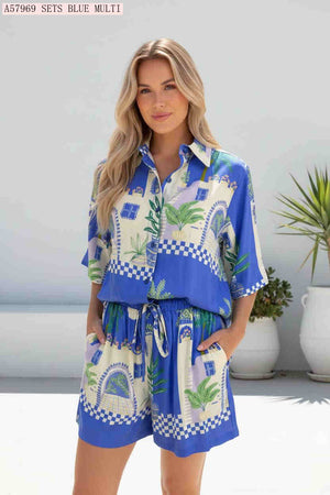Santorini Button Up Shirt & Short Coordinate Set