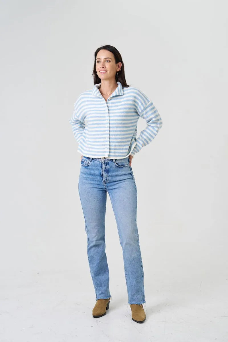 Josie Striped Button Up Knit