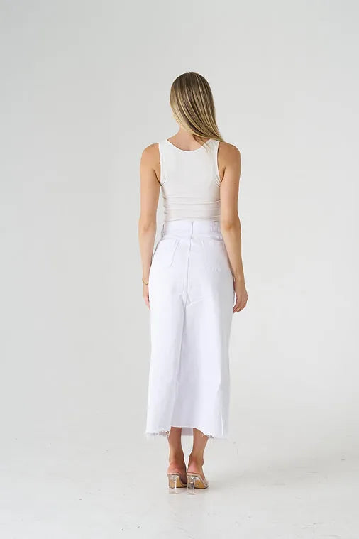 Stretch Maxi Skirt Freyed Hem