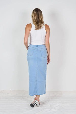 #Split Front Maxi Denim Skirt
