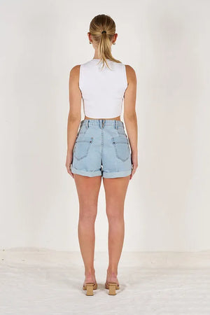 Strecth Mini Shorts Cuff Hem