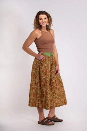 Flared Stretch Waist Cotton Pants