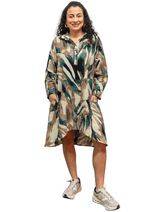 #Abstract Cotton Print Shirt Dress