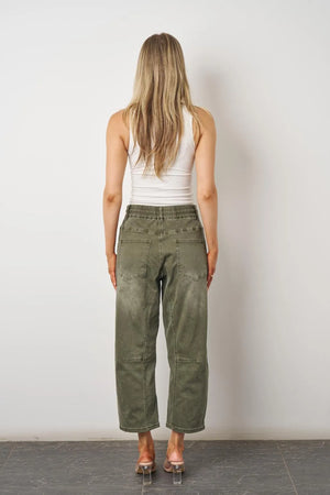 Stretch Barrel Jeans Elastic Waist