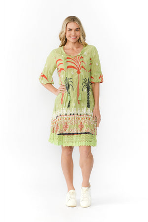 Hannah Tunic Mini Dress - Palm Oasis