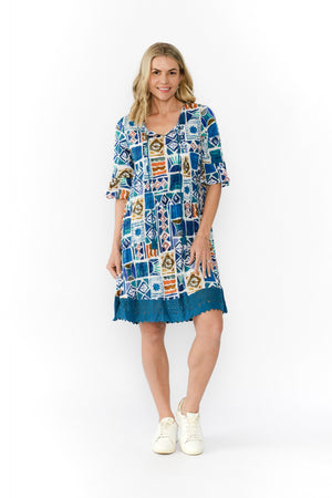 Hannah Tunic Mini Dress - Water Block