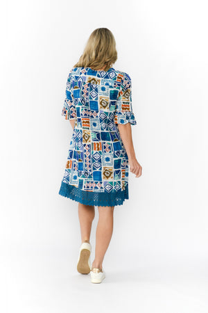 Hannah Tunic Mini Dress - Water Block