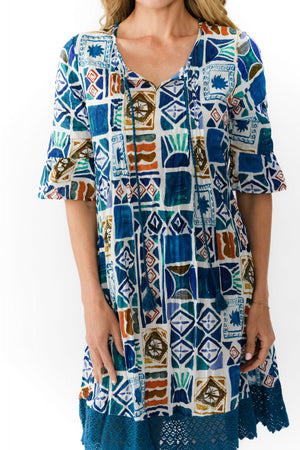 Hannah Tunic Mini Dress - Water Block