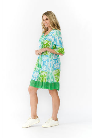 Hannah Tunic Mini Dress - Ikat Lime