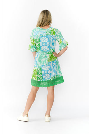 Hannah Tunic Mini Dress - Ikat Lime