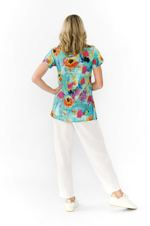Kayla Cotton Blouse - Tetxtured Turq